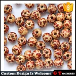 9*10mm Fashion Natural Chinese Cherry Wood Beads With Leopard Printing