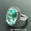 925 Sterling Silver Classic Women Rings Green Spinel Ring Femme Fine Jewelry