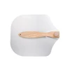 A691 Folding Pizza Shovel Wooden Handle Cake Safe Transferer Baking Tools Non-stick Kitchen Utensil Stainless Steel Shovel