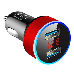 ABS Flame Retardant Aluminum Alloy 2 In 1 Vehicle Usb Car Charger With Multi Function Display