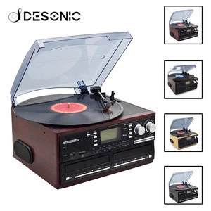 ALL IN ONE TURNTABLE PLAYER WITH DUAL CD PLAYER, USB SD RECORDING &    CASSETTE ,RADIO
