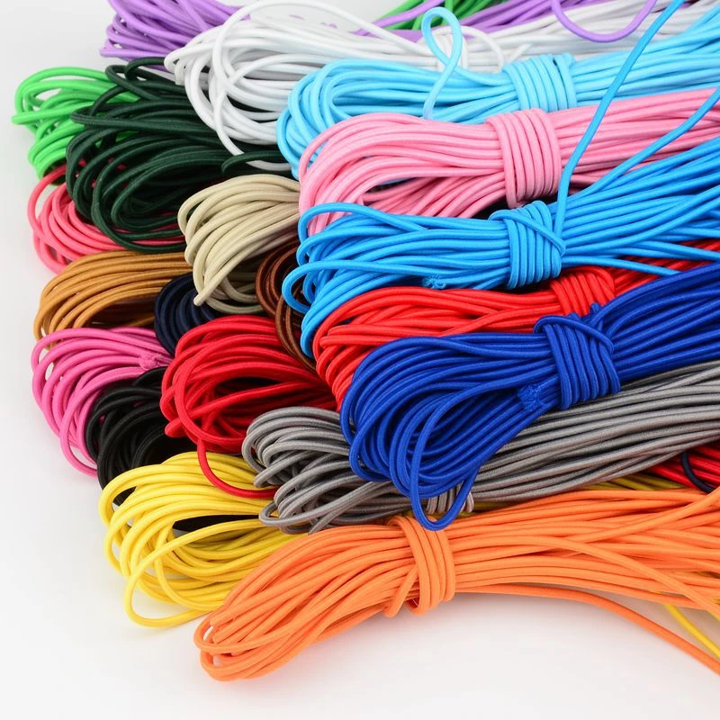 Amazon Hot Sale Colored 1 MM Rope Latex Rubber Round Dog Collar Para Elastic Bungee Cord Cotton String Cord Macrame Braided T/T