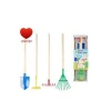 Amazon hot selling Kids Garden Tools Set Toy Rake Spade Hoe and Leaf Rake wooden handle  reduced size 4 Piece