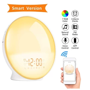 Amazon Hot Selling  Smart Sunrise Simulation  Alarm Clock  Digital Clock Wake Up Light Bedside Table Clock