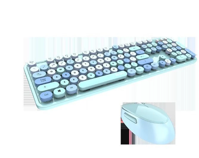 Amazon Retro Red Colorful Wireless Keyboard and Mouse Combos Sweet Mixed Color Cute Keyboard Pink Candy Keyboard and Mouse Combo