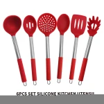 Amazon Silicone Kitchen Cooking Utensils Set Cooking Utensils Sets with Stainless Steel Handle Non-stick Cookware Utensil