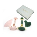 Anti aging jade roller for face and gua sha scraping massage tool set therapy