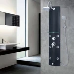 Bathroom Rainfall Plastic PVC Shower Panel Black with Massage Jets