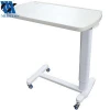 BDCB22-C Height Adjustable hospital bed side table, rotating dining over bed table with wheels