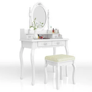 Bedroom Wood Furniture Vanity Dressing Table,White Makeup Tocador Dresser With Mirror