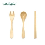 best flatware brands 100% biodegradable rice hsuk fiber BPA free baby beginners chopsticks kids fork and baby spoon flatware set