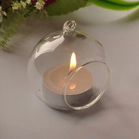 Best Selling Elegant Clear Hanging Glass Ball Crystal Candle Holder