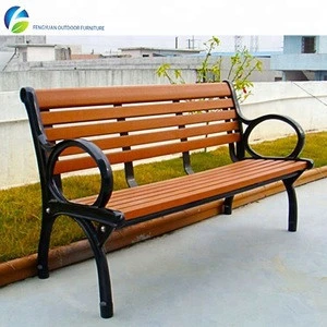 Best selling HDPE plastic wood with cast iron legs bench outdoor wooden furniture