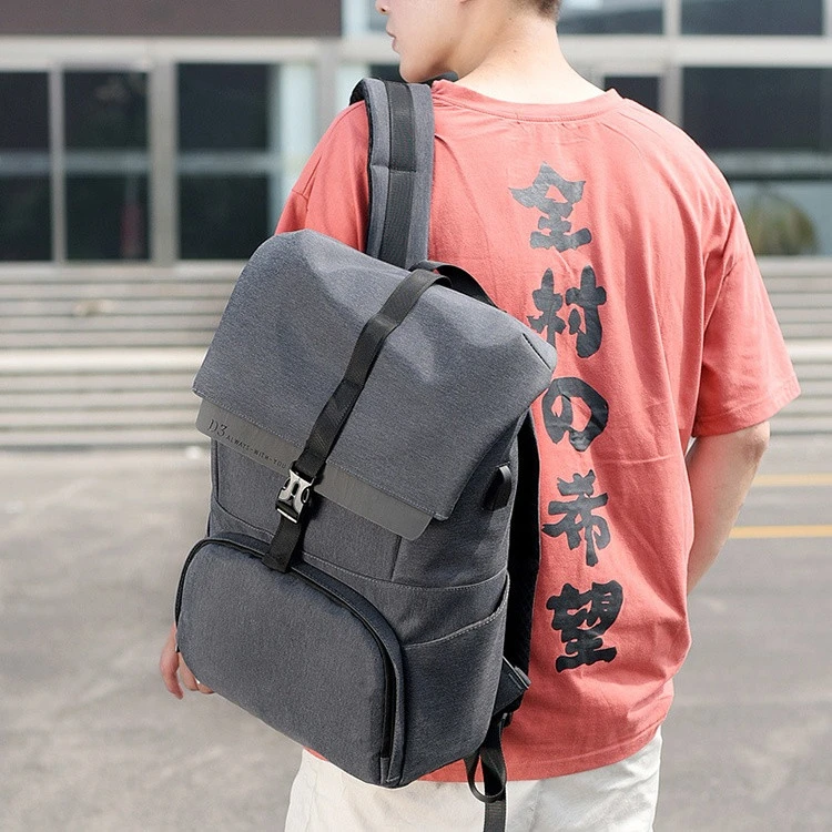 Black Large Capacity USB Charging Backpack high School Smart backpack Back pack