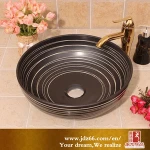 Black porcelain with simple white lines wash basin for modern and new home decoration