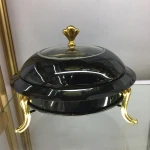 Black/Silver deluxe buffet food warmer hotel accessories 2.0L stainless steel round chafing dish price