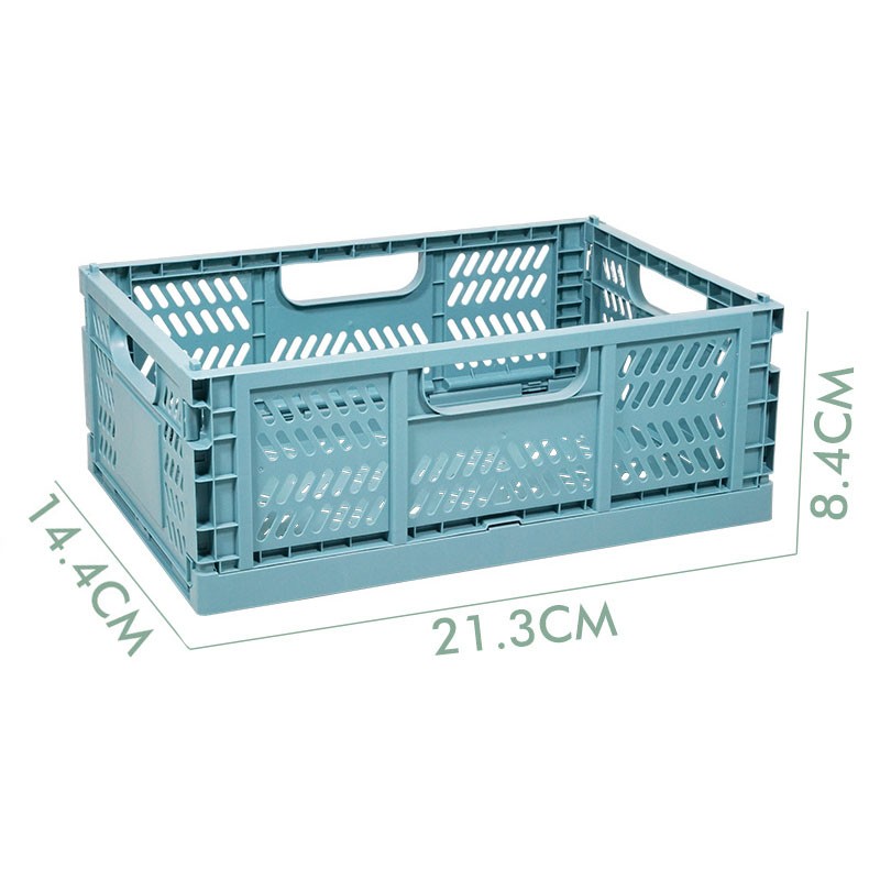 Blue Color Custom Logo Folding Plastic Basket Crate for Home Organize