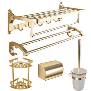 Brass Chrome Bathroom Tower Rack Accessory Set Stainless Bathroom Fittings With Soap Tissue Cups Holder Corner Rack Wall Mounted