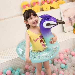 Bright colored flamingo unicorn child swimming ring inflatable swimming seat big pink inflatable flamingo
