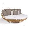Brown rattan wicker cane furniture latest design outdoor cheap garden patio round sleeping bed sun loungers