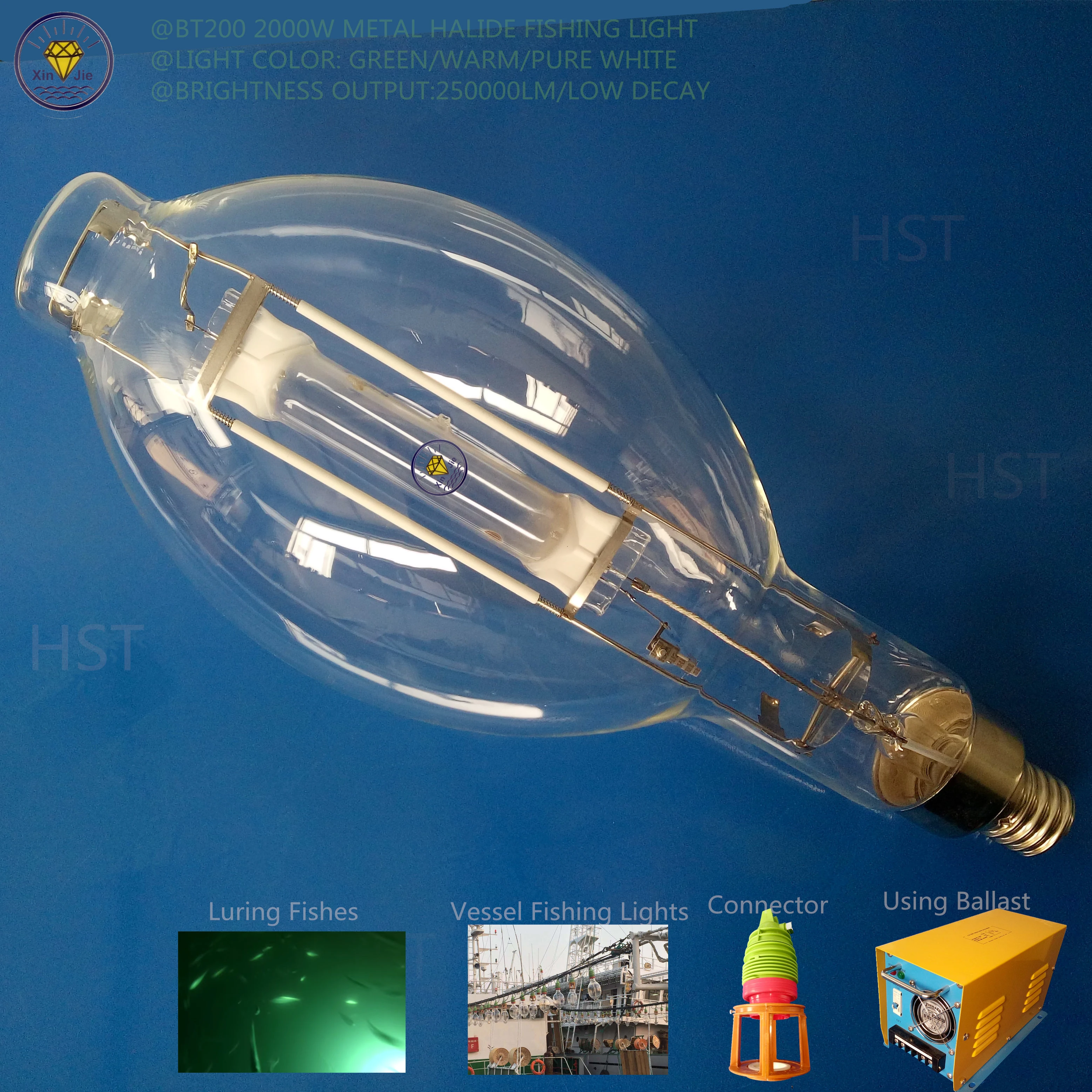 BT200  2000w metal halide lamp fishing light large bulb fish man lights usage vessel in ocean equipment