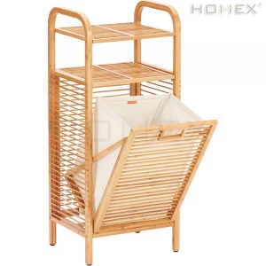 Built-in  Laundry Basket made from bamboo and line/Homex_BSCI
