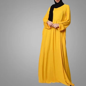 Casual Loose Kaftan Islamic Clothing Abaya Muslim Dress Long Sleeve With Hook Arab Islamic Clothing
