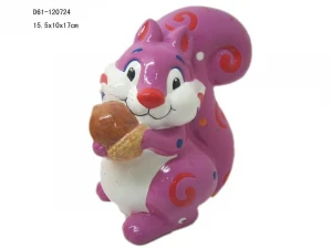 Ceramic squirrel piggy money coin bank with key