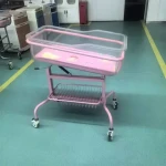 Cheap Hospital S.S baby bassinet mobile neonatal infant bed cart with rails basket mattress price