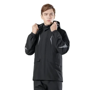 China Black Bicycle Rain Coats Suit for Men Lightweight Waterproof