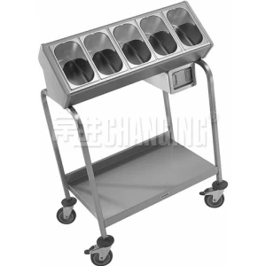China Hot Sale Stainless Steel Tray Cutlery Trolley Full hotel table or Restaurant Serving Equipment with Forks Knives and Spoon