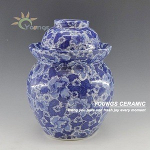 Chinese Blue And White Ceramic Pickle Jar