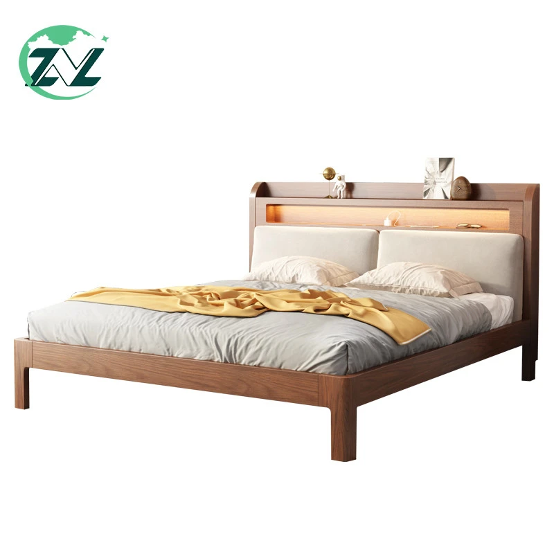 Chinese Manufacturer Wood King Size Bedroom Furniture Sets Double Bed With Storage Wood Bed