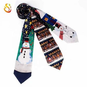 Christmas 100% Polyester Print Necktie New Fashion Design Tie
