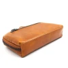 Classic Genuine Leather Women And Men Zipper Wallet Long Purse Wrist Bag With String