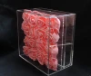 Clear 16 holes removable tray acrylic flowers box with drawer storage preserved flower box luxury pink rose acrylic flower box