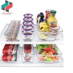 Clear Plastic Stackable Set of 6pc Kitchen Pantry Cabinet Freezer Refrigerator Storage Organizer Bins with Handle
