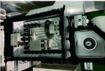 CNC drilling machine with grooving saw blade & routing spindle