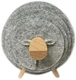 Coaster Sheep Shape Anti-slip Cup Tampons Under Glasses Insulated Round Felt Cup coaster sheep