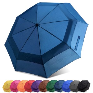 Collapsible Compact Lightweight Windproof Vented Sun&amp;Rain Travel Automatic pocket Umbrella with Double Canopy