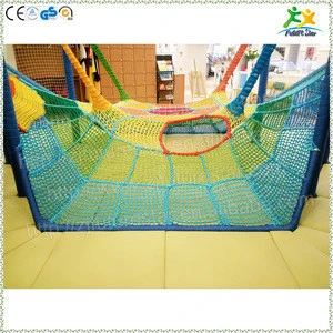Colorful nylon rope hand knitted Spider Web in Crocheted Playground