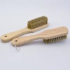 comfortable design wooden soft cloth brush door shoe brush with natural wooden long handle
