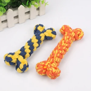 Cotton woven rope dog molar teeth chewing bone toy bite resistant durable  pet dog rope toy
