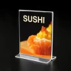 Countertop Acrylic Literature Sign Holder T-Base Double Sided Menu Stand