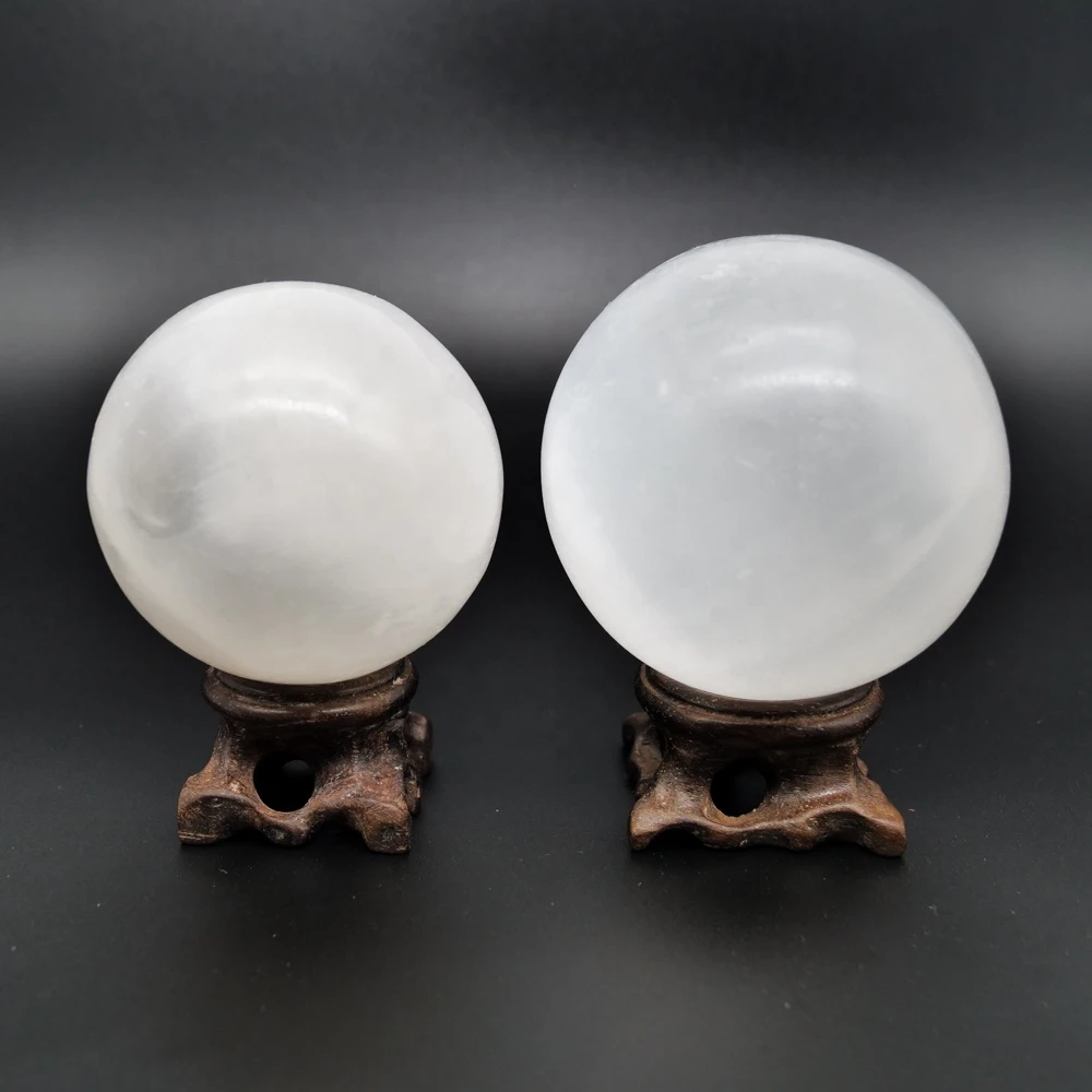 Crystals Healing Stones Ball Selenite Sphere Reiki Stone Crafts  For Meditation