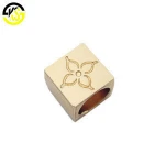 Cube shape making custom logo brand metal cored end stopper for swimwear