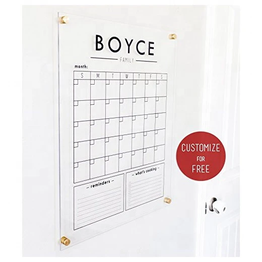 Custom Clear Acrylic Calendar - 18x23 Dry Erase Wall Calendar - dry erase family calendar, personalized gift