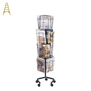 Custom Floor Metal Wire Spinning Greeting Card Display Stand Rack For Books