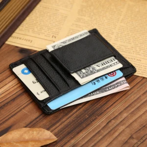 Custom leather magnetic rfid credit card wallet holder