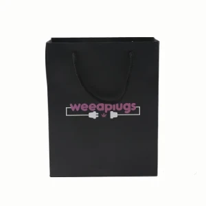 Custom Logo and Size Matte Black Packing Paper Bag Made in China